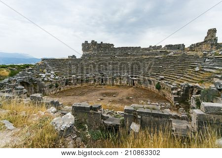 Ancient Amphitheater In Xantos - Lycian Capital Located In Antalya Province Of Turkey