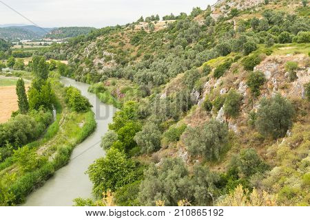 Mediterranean Landscape With Mountains And River Xantos
