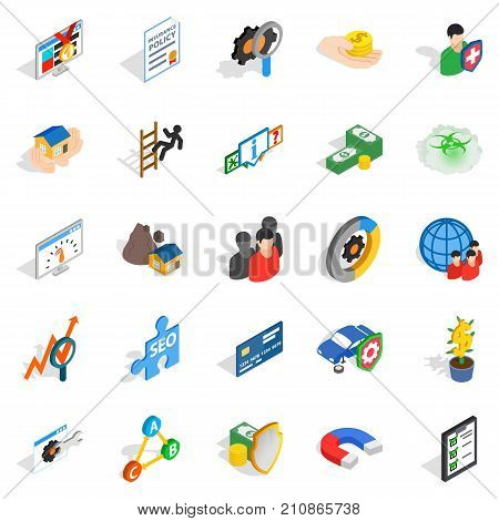 Constant care icons set. Isometric set of 25 constant care vector icons for web isolated on white background