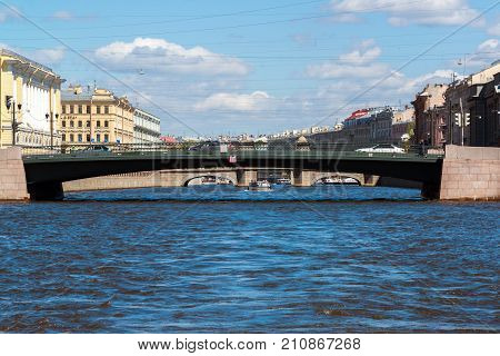 St. Petersburg, Russia - June 04.2017 Leshtukov Bridge on the Fontanka River