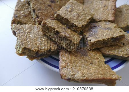 Sweet Banna Cake Served On A Plate