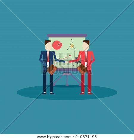 Business meeting. Group of people and businesses. Vector illustration