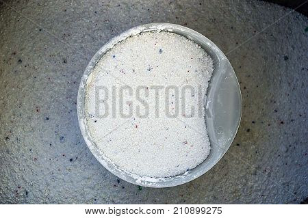 blue colored jeans and laundry detergent pictures
washing with blue jeans and laundry detergent
a scale laundry detergent,