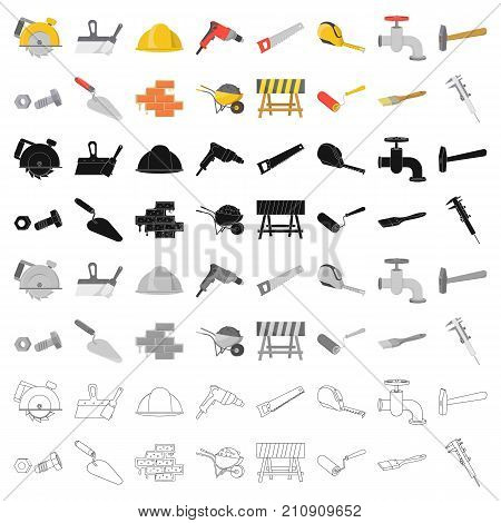 Build and repair set icons in cartoon style. Big collection of build and repair vector symbol stock