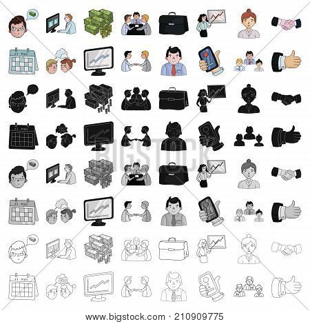 Conference and negetiations set icons in cartoon design. Big collection of conference and negetiations vector symbol stock illustration