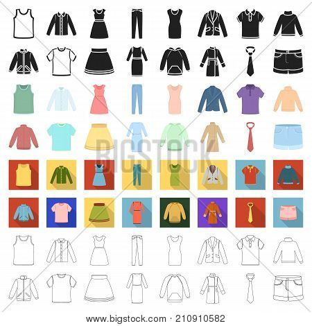 Clothes set icons in cartoon style. Big collection clothes vector symbol stock