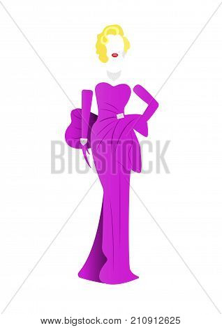 Marilyn Monroe in pink dressing, vector isolated