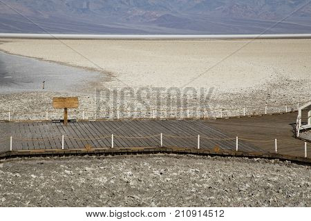 Badwater Basin Sign in Death Valley National Park California USA.