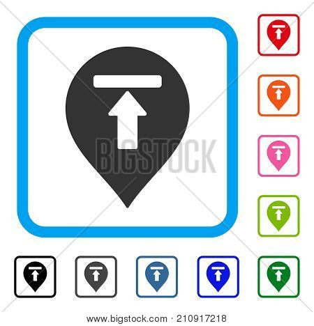 Dead End Marker icon. Flat gray iconic symbol in a light blue rounded rectangle. Black, gray, green, blue, red, orange color additional versions of Dead End Marker vector.