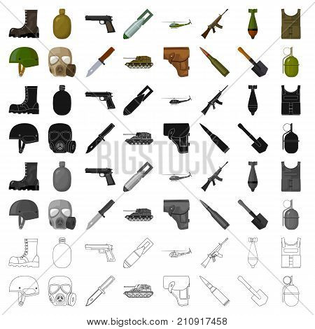 Military and army set icons in cartoon design. Big collection of military and army vector symbol stock illustration