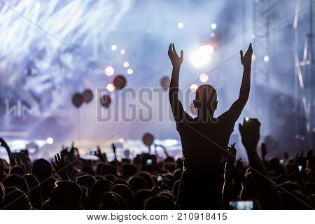 Hand With A Smartphone Records Live Music Festival