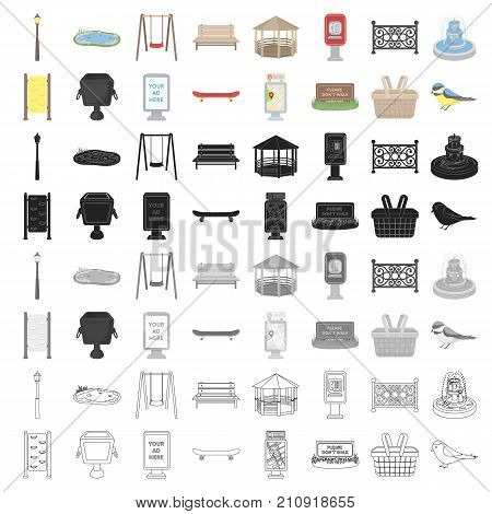 Park set icons in cartoon style. Big collection of park vector symbol stock