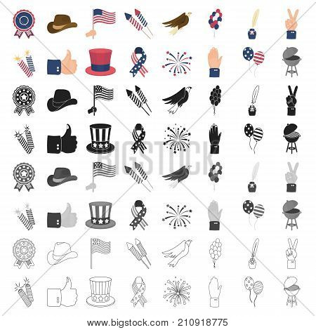 Patriot Day set icons in cartoon style. Big collection of Patriot Day vector symbol stock