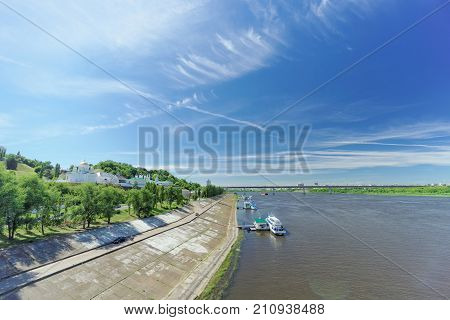 Nizhny Novgorod, Russia. - June 30.2016. View From The Kanavinsky Bridge To The Oka And Metro Bridge