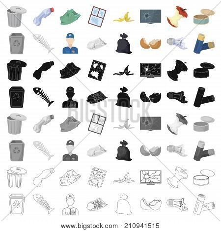 Trash and garbage set icons in cartoon design. Big collection of trash and garbage vector symbol stock illustration
