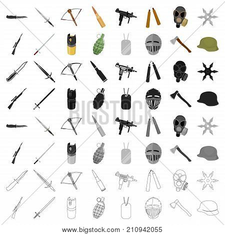 Weapon set icons in cartoon style. Big collection of weapon vector symbol stock