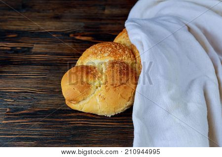 Hala Is A Traditional Jewish Sweet Fresh Sabbath Bread Loaf.