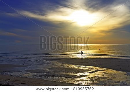 The beach Thung Wua Lan Beach beautiful with sunshine morning at Chumphon Province Thailand is famous for travel