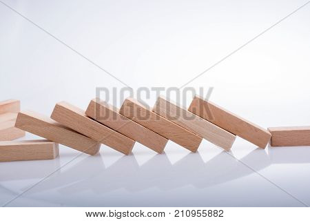 Wooden Domino Blocks On White Background