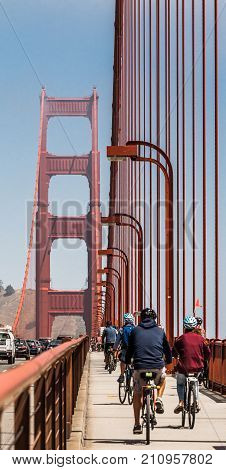 Golden Gate Bridge with Bikers and Walkers