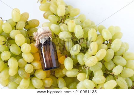 Grapes Seeds Oil Isolated On White Background With Clipping Path. Front View. .