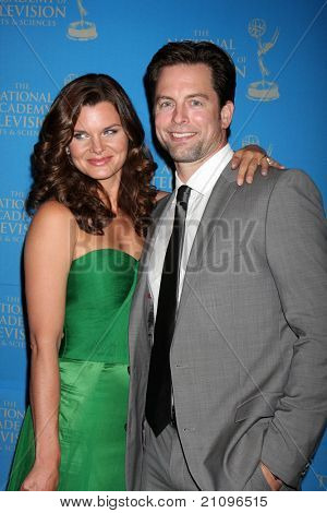 LOS ANGELES - JUN 17:  Heather Tom, Michael Muhney arrive at the 38th Annual Daytime Creative Arts & Entertainment Emmy Awards at Westin Bonaventure Hotel on June 17, 2011 in Los Angeles, CA