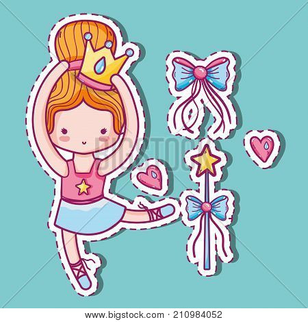 girl practice ballet to elegant preformer vector illustration