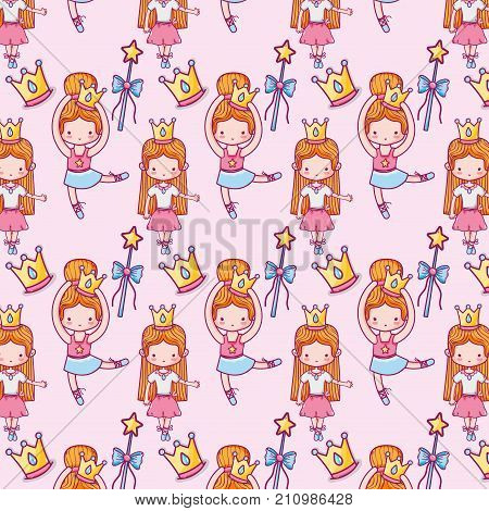 girl practice ballet to elegant preformer background vector illustration