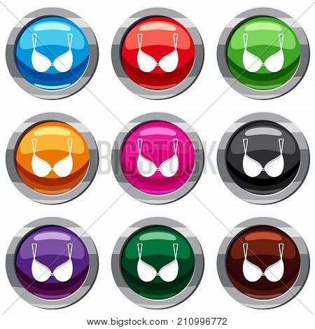 Bra lingerie set icon isolated on white. 9 icon collection vector illustration