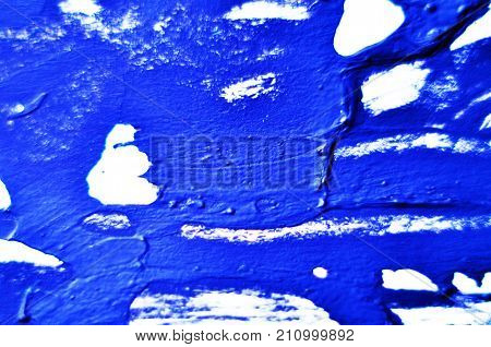 Blue Background. Smears Of Oil Paint On White Background. Grunge Texture, Fresh Paint. Bright Design