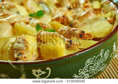 Portuguese Shrimp  Potato Gratin
