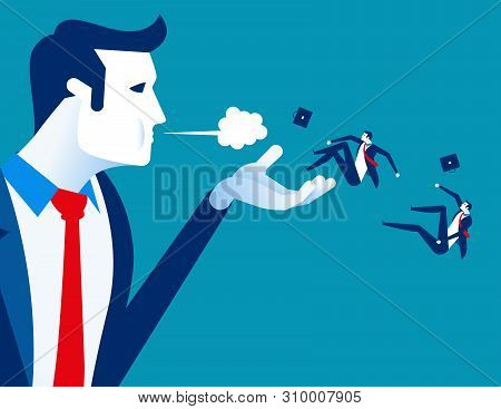 Blown Away. Manager Dismiss Employees. Concept Business Labor Vector Illustration.