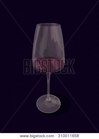 Wineglass With Red Wine Is Drawn To Realism.