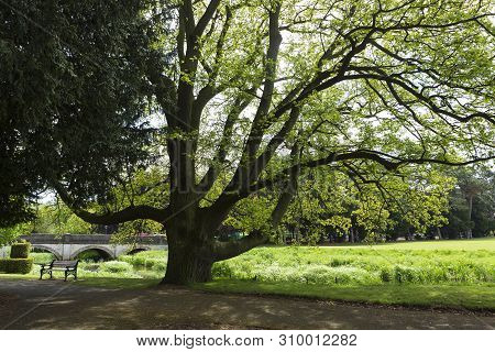 Pretty Bridge And Memorial Gardens In The Small Market Town Of Melton Mowbray In  Leicestershire, Uk