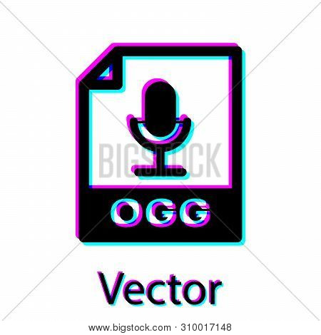 Black Ogg File Document Icon. Download Ogg Button Icon Isolated On White Background. Ogg File Symbol