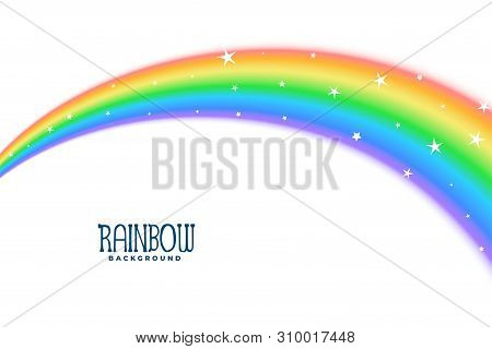 Wavy Curve Rainbow With Stars Background Vector Illustration