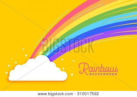 Rainbow With Clouds Bright Background Vector Illustration