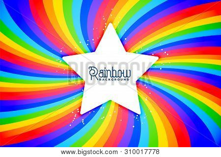 Radial Rainbow Swirl Background With Star Vector Illustration