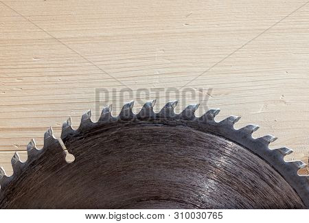 Circular Saw. Metal Toothed Disc. Joiners (carpenters) Tool For Cutting Wood. Close-up.
