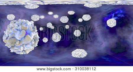 Polioviruses, 360 Degree Vr Spherical Panorama View. An Rna Virus From Picornaviridae Family That Ca