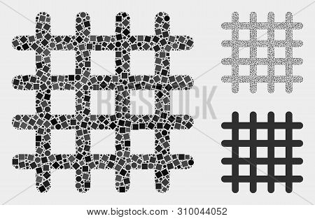 Collage Grid Icon United From Spheric And Square Items In Variable Sizes, Positions And Proportions.