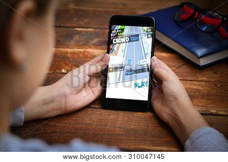 Stavropol, Russian Federation. July 5, 2019. A Man Holding A Smartphone On Which Opens A Mobile Appl
