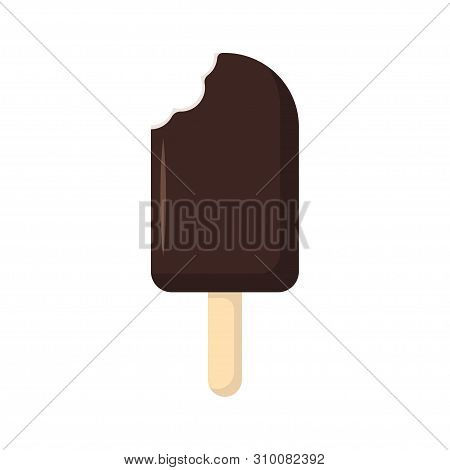 Bitten Chocolate Ice Lolly In A Flat Style