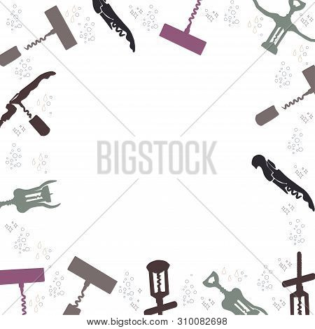 Corkscrews Silhouette Border For Text On White Background