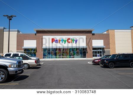 Kokomo - Circa July 2019: Party City Retail Strip Mall Location. Party City Provides Costumes And Su