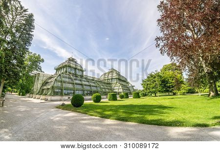 Vienna Austria June.18, 2019:the Palmenhaus In Schonbrunn Palace Park, Vienna, Austria The Palmenhau