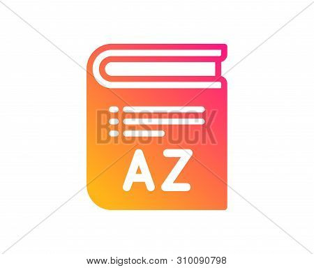 Vocabulary Icon. Book Glossary Sign. Classic Flat Style. Gradient Vocabulary Icon. Vector
