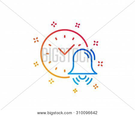 Alarm Bell Line Icon. Time Or Watch Sign. Gradient Design Elements. Linear Alarm Bell Icon. Random S