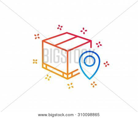 Parcel Tracking Line Icon. Delivery Monitoring Sign. Shipping Box Location Symbol. Gradient Design E