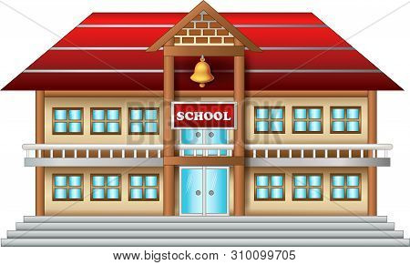 Cool School Building Cartoon For Your Design